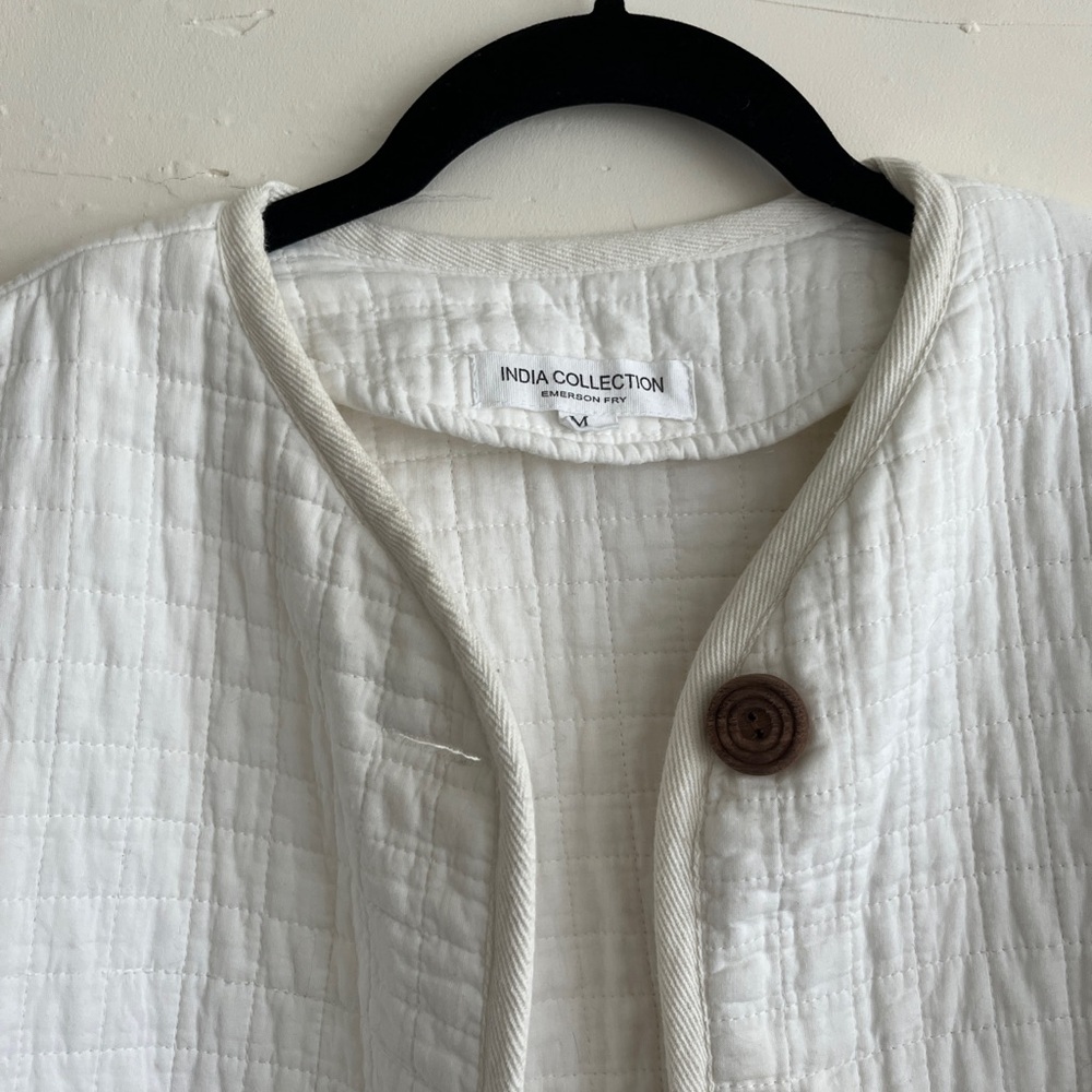 Emerson Fry White Quilted Utility Jacket with Wooden Buttons - Picture 5 of 7